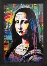 Mona Lisa Banksy Graffiti Framed Wall Art Poster Canvas Print Picture