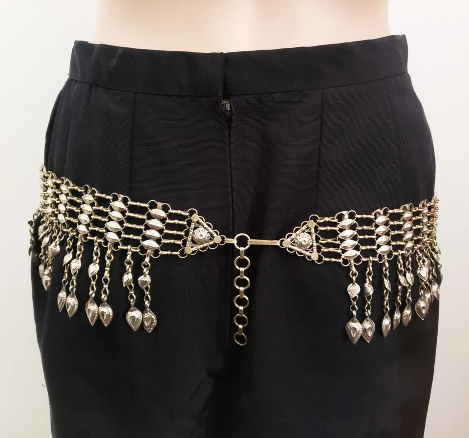 Cinturón de aleación de plata lapislázuli vintage con campanas estilo boho danza del vientre Foto 4 de 4