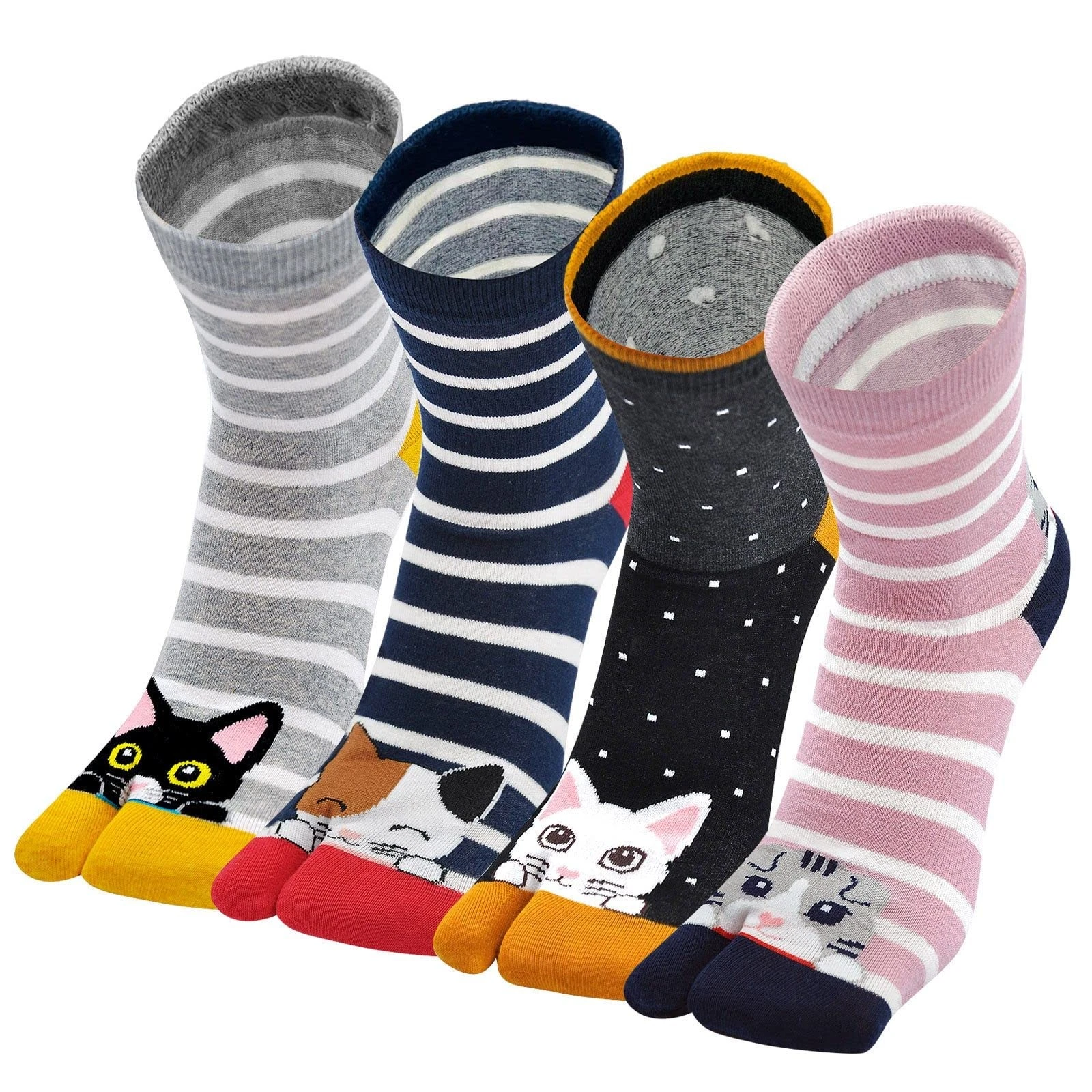 Hellomamma Women's Tabi Flip Flop Socks Two Toe Split Athletic Cotton Colorfu...
