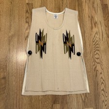 Vintage Ortega  s Chimayo All Wool Button Side Pullover Vest Aztec Southwest Vtg