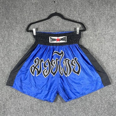 Muay Thai Boxing Shorts Satin Grappling Cage Fighting Pants Blue Mens 3L #3708