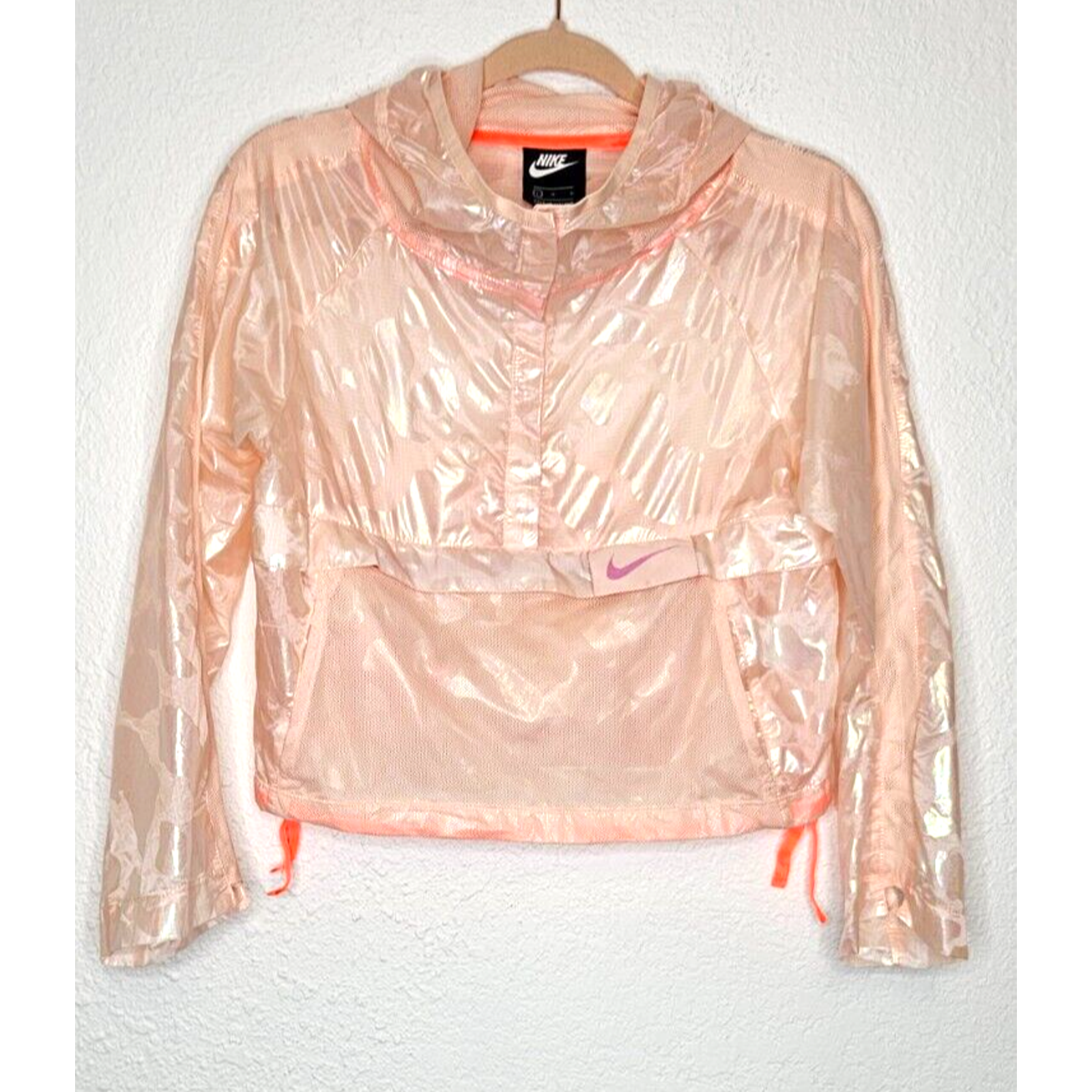 SACAI X NIKE Giacca a vento Nike Girls Sportswear Tech Pack Hip Packet grande corallo con cappuccio