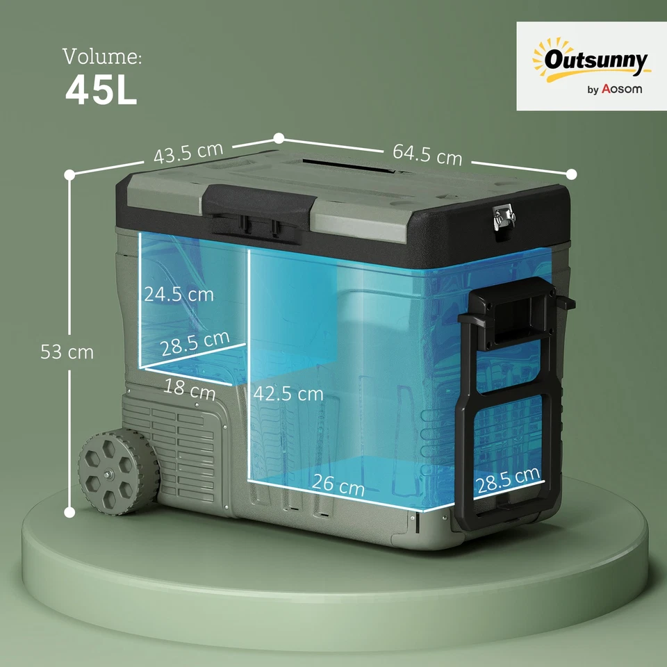 Outsunny 45L Camping Fridge Freezer Dual Zone Car Fridge, DC & AC - Image 3 of 4