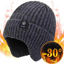 Outdoor Men Winter Knitted Hat Plush Warmth Peaked Cap Earmuff Casual Fashion Fa