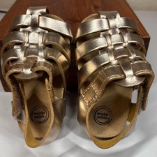 Wonder Nation Kids Gold Gladiator Sandals Size 2 Metallic Strappy Toddler Girl
