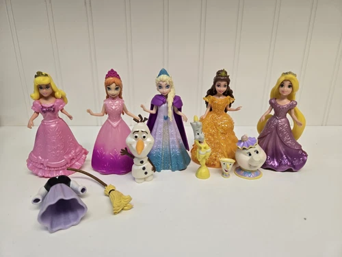 Disney Princess Lot of 5 MagiClip Polly Pocket doll figures 5 dresses + More