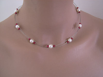 Collier Blanc/cristal Perles Nacrées - Fantaisie - Pour Mariage Ou Soirée