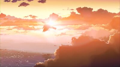 Anime landscape sky birds clouds sunlight Custom Gaming Mat Desk