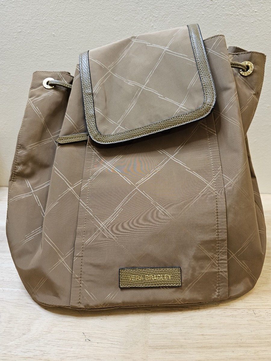 Vera Bradley Women’s Brown Quilted Fabric With Buckle Front Pocket Backpack Vera Bradley Campus Backpack – ShopCGX main image 3