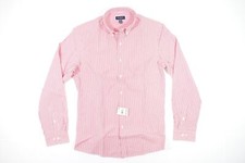 CLUB ROOM STRIPED RED PINK MEDIUM STRETCH SLIM BUTTON FRONT SHIRT MENS NWT NEW