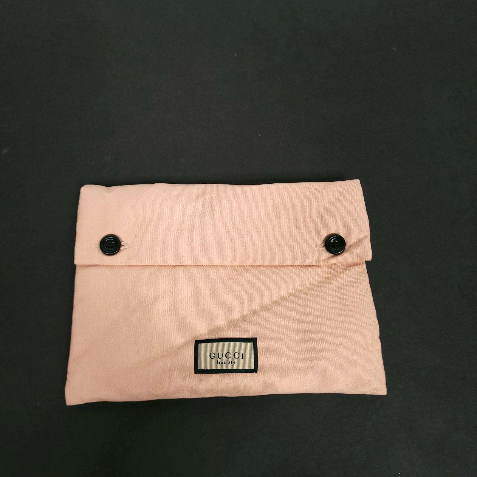 Gucci Beauty Makeup Bag pochette pochette chiusura bottoni corallo