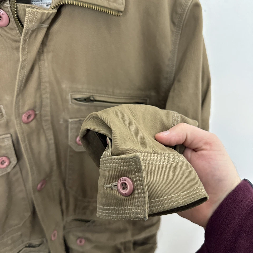 FCUK Men M Cargo Tac Jacket Coat Army Green Canvas Utility - Image 2 of 4