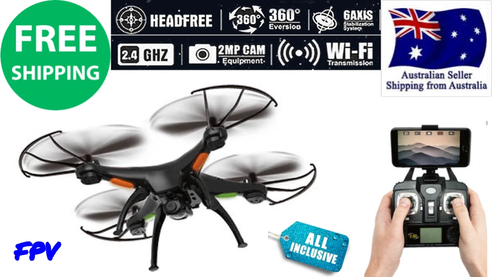 RC Drone FPV 2.4Ghz Voyager 6 axis Gyroscope battery RTR Props iOS Andriod Syma