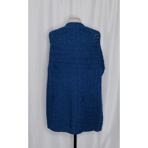 ARAN CRAFTS Irish Ireland Blue Merino Wool Cable Knit Cape Sweater One Size - Picture 6 of 10