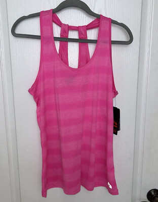 Bright Pink Stripe Tank Top for Yoga Leisure Active Wear PBX Size Large NewWT