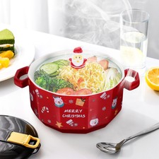 Bol En Porcelaine Fine Ambiente - Thème Rouges-gorges De Noël - Dimensions Ø14 X H6,5 Cm, Contenance 400 Ml - Lavable Au Lave-vaisselle Et Micro-ondes