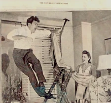 1944 Liberty Mutual Insurance Company Vintage Ad Fall Accident War Loan Drive