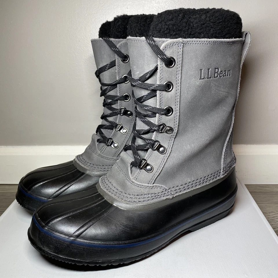Botas de neve masculinas LL Bean isoladas 10 cinza/preto Sherpa forro removível, 284892 - Imagem 3 de 4