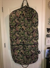 Vera Bradley Green Purple Quilted Travel Garment Bag Luggage Carry On Retired