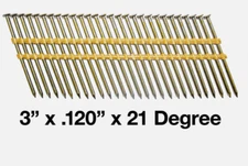 Collated 21 degree .120 Framing Nail Galvanized Hot Dipped 1000ct(Plastic Strip)