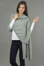 CASHMERE GREY SCARF Thick Shawl Travel Wrap Handmade Natural Cashmere Soft WARM