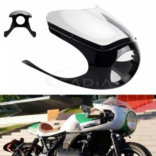 Universal Motorcycle 6-1/4" Headlight Fairing Clear Windshield Fits Cafe Racer - Afbeelding 1 van 12