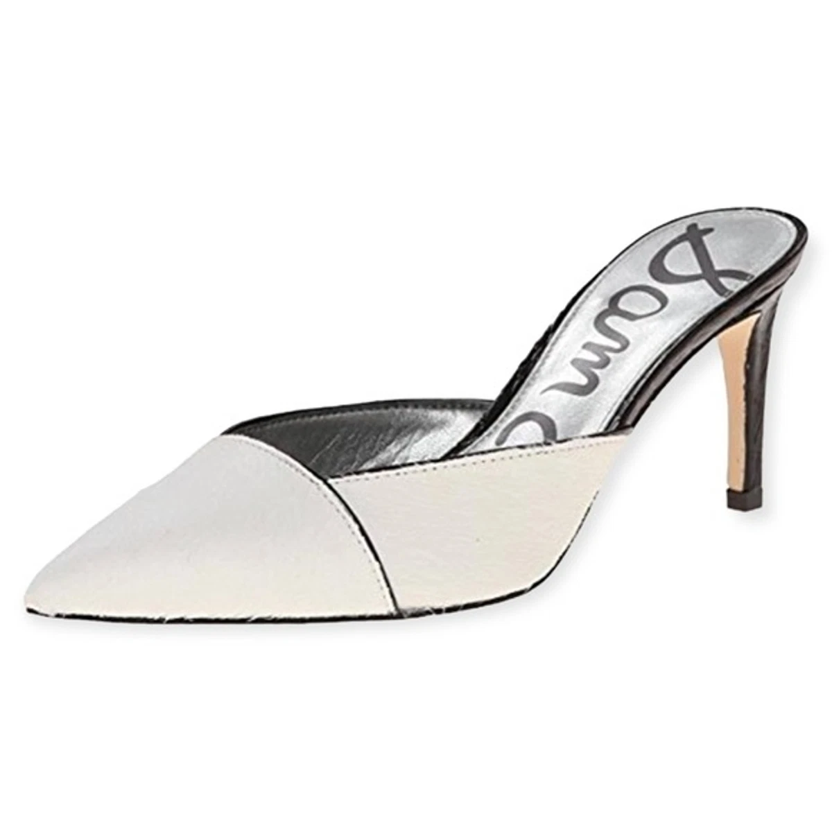 Sam Edelman Odelia Leather Fur Pointy Toe Heels in Modern Ivory