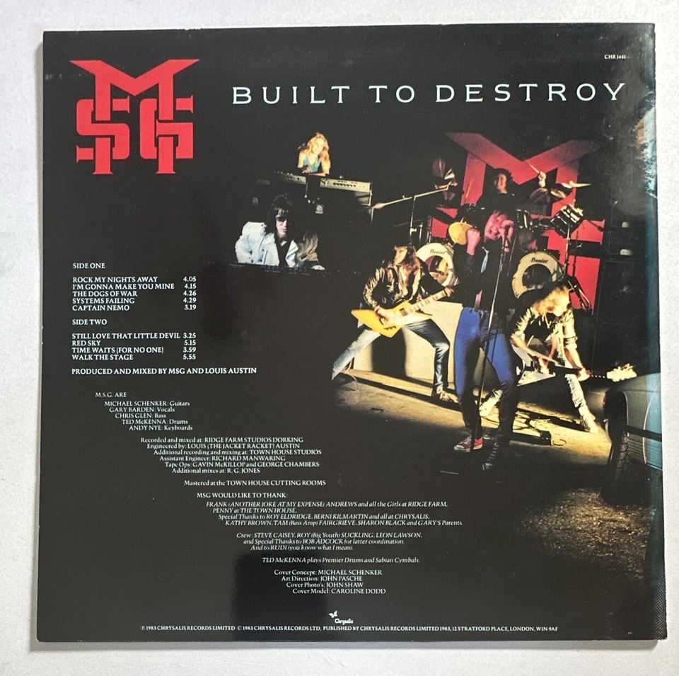 The Michael Schenker Group - Built To Destroy Vinyl LP 1983 Original UK NM / NM Foto 3 de 4