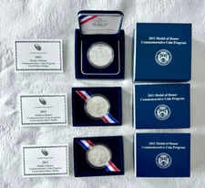 NEW LOT (3) 2011 S P US Mint Medal of Honor Comm Coins 90% SILVER $1 PROOF UNC