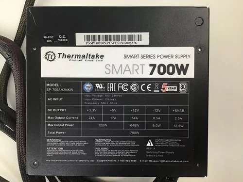 Thermaltake Smart Series 700W Power Supply, Sp-700AH2NKW TESTED.