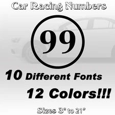 2 pack Racing Car numbers circle die-cut decal door custom number rally sport V1
