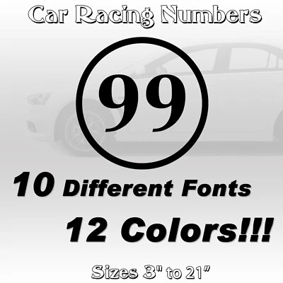 ORACAL VINYL 2 pack Racing Car numbers circle die-cut decal door custom number rally sport V1