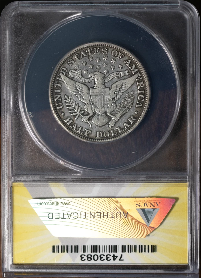 1907 Silver Barber Half-dollar VF-20 Details ANACS # 7433083 + Bonus - Image 2 of 2