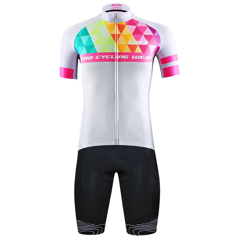 CHEJI Мужской Велосипедный Комплект Рубашка Джерси и Велосипед (Комбинезон) Шорты Цвет Треугольник - Изображение 3 из 4