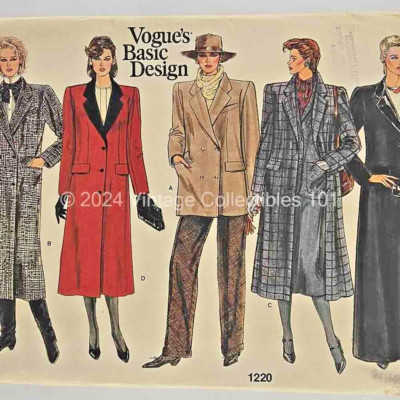 Vogue Pattern 1220 Misses Loose Fit Lined Coat in 3 lengths Size 18 Uncut FF
