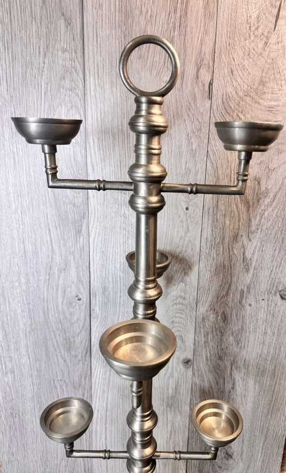 "Candelabro vintage PotterybarnPewter 6 brazos 25,5"" de alto pesado 7,5 lb" Foto 4 de 4