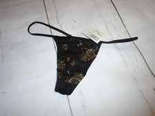 NWT Black  Glitter Gold Vintage Y2K Women's String THONG Panties L 7
