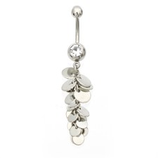 14G Belly Button Navel Ring with Confetti and CZ Gem Jewel Design Navel Piercing