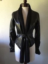 Beautiful '1020 By Nicole' $648.00 Black Leather And Wool Jacket Size S Nwt