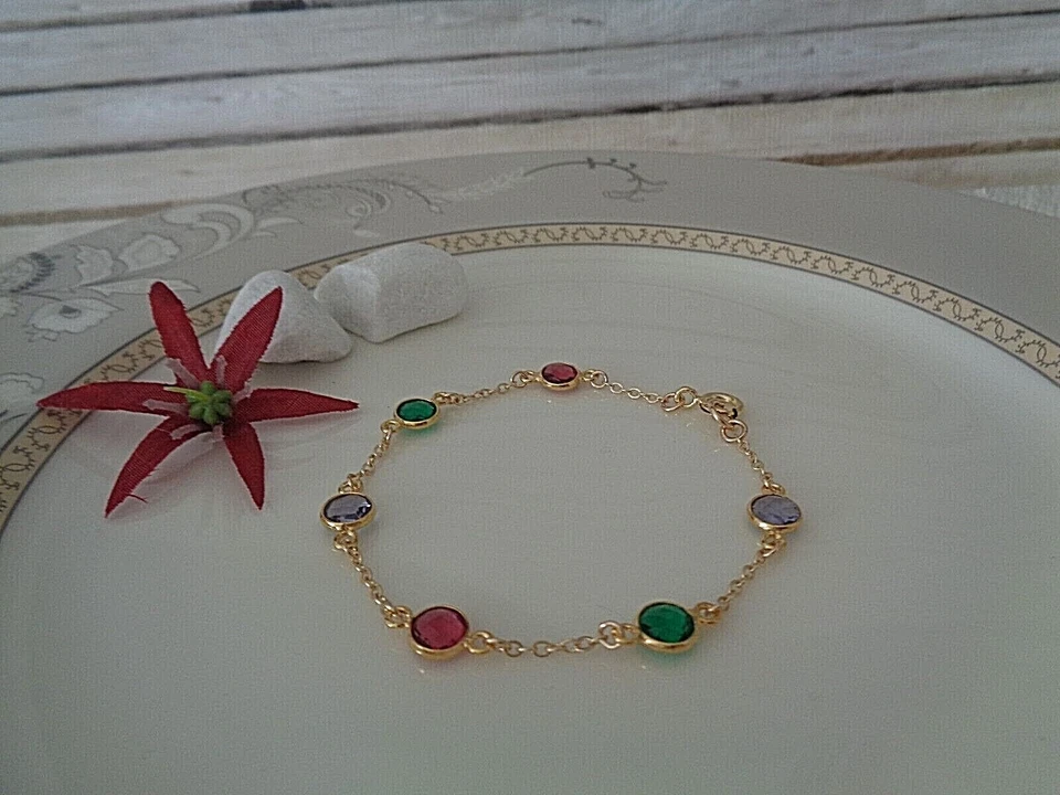 Gold Armband Edelstein Armband 14K Gold Filled mehrfarbig - Bild 2 von 4
