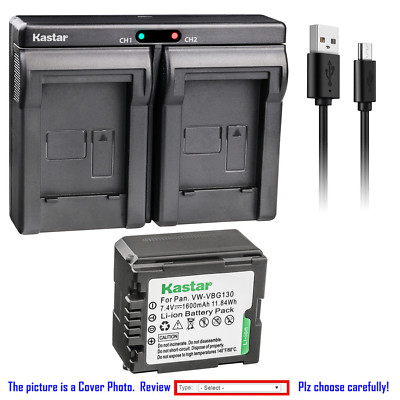 Kastar Battery Dual Charger for Panasonic VW-VBG130 HDC-DX3 HDC-HS100 Camcorder