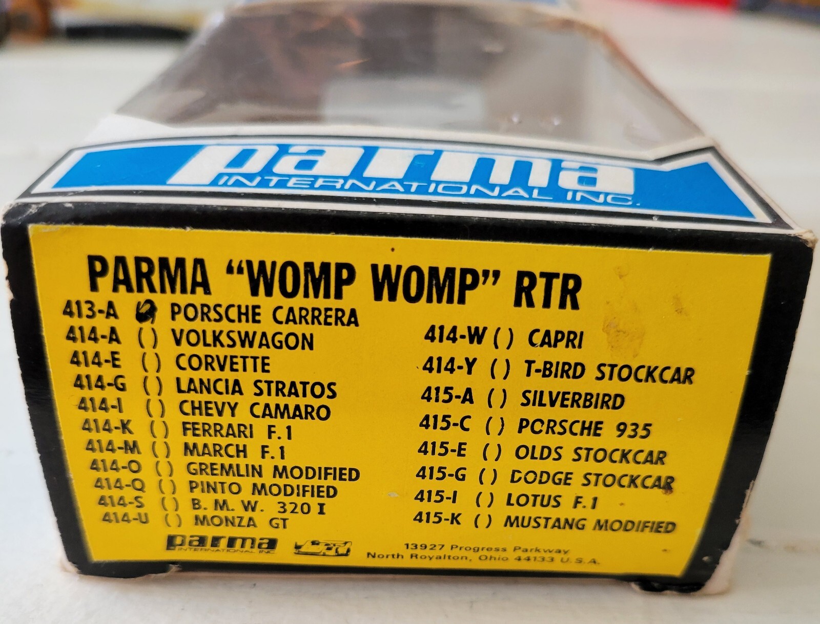 Vintage Parma Womp Womp Porsche Carrera 1/24 Scale Slot Car Body in Box