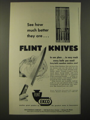 1953 Ekco Flint Knives Ad - See how much better they are