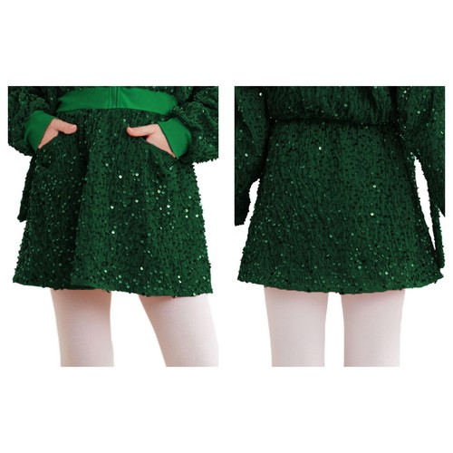Kids Girls Skirt Dance A-Line Skirts Shiny Velvet Party Sequins Evening Casual - Picture 28 of 99