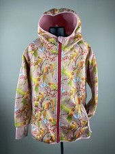 Therm Girl's Fleece Lined Bird Floral Print Jacket Size 8 Hooded Thumbholes