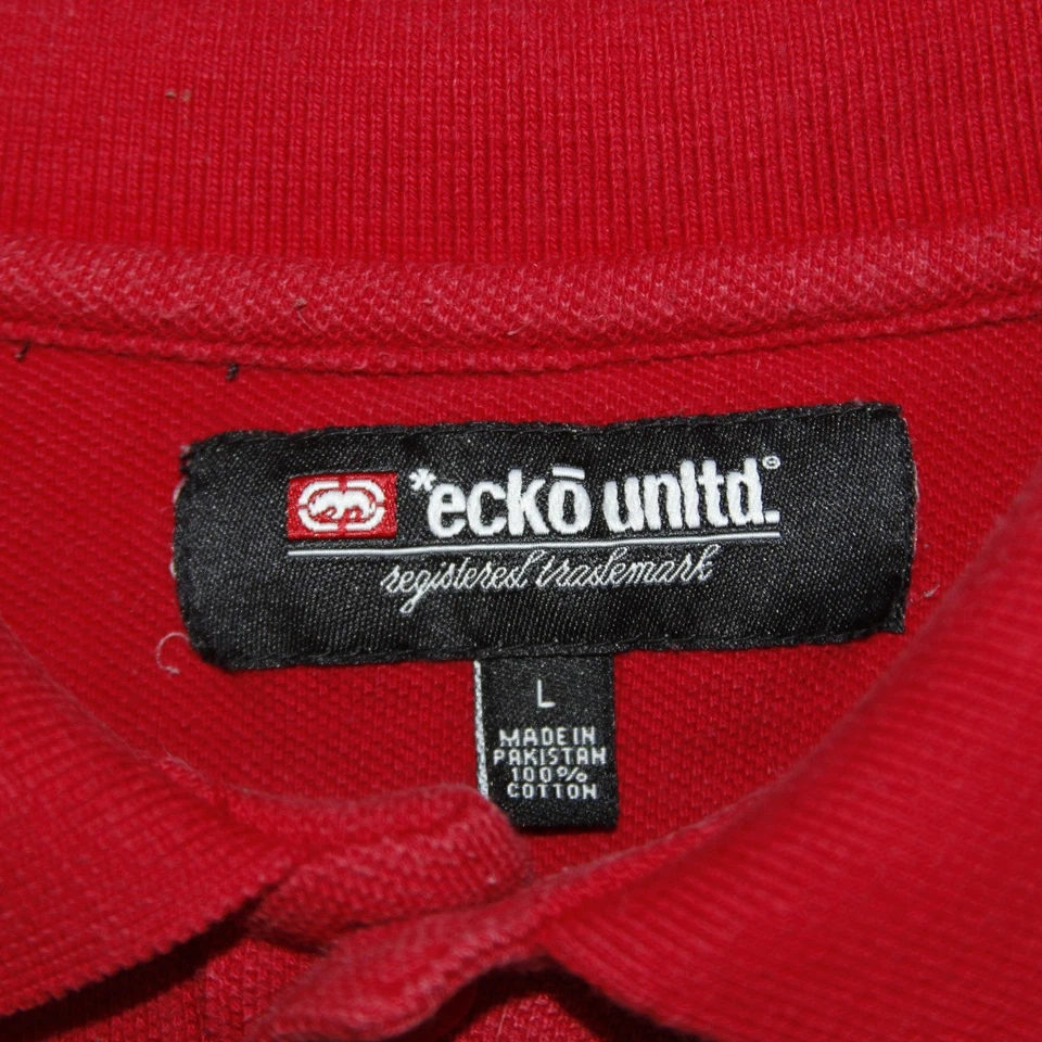Polo Ecko Unltd Niños Rojo Rayas Manga Corta Talla Grande Y2K Retro Foto 3 de 4