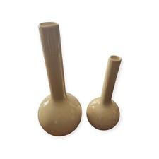 Jarrón de colección raro Royal Haeger marfil cebolla bulbo arte cerámica cuello largo un par