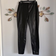 Pantalone donna Zara nero ecopelle orlo zip alla caviglia taglia large