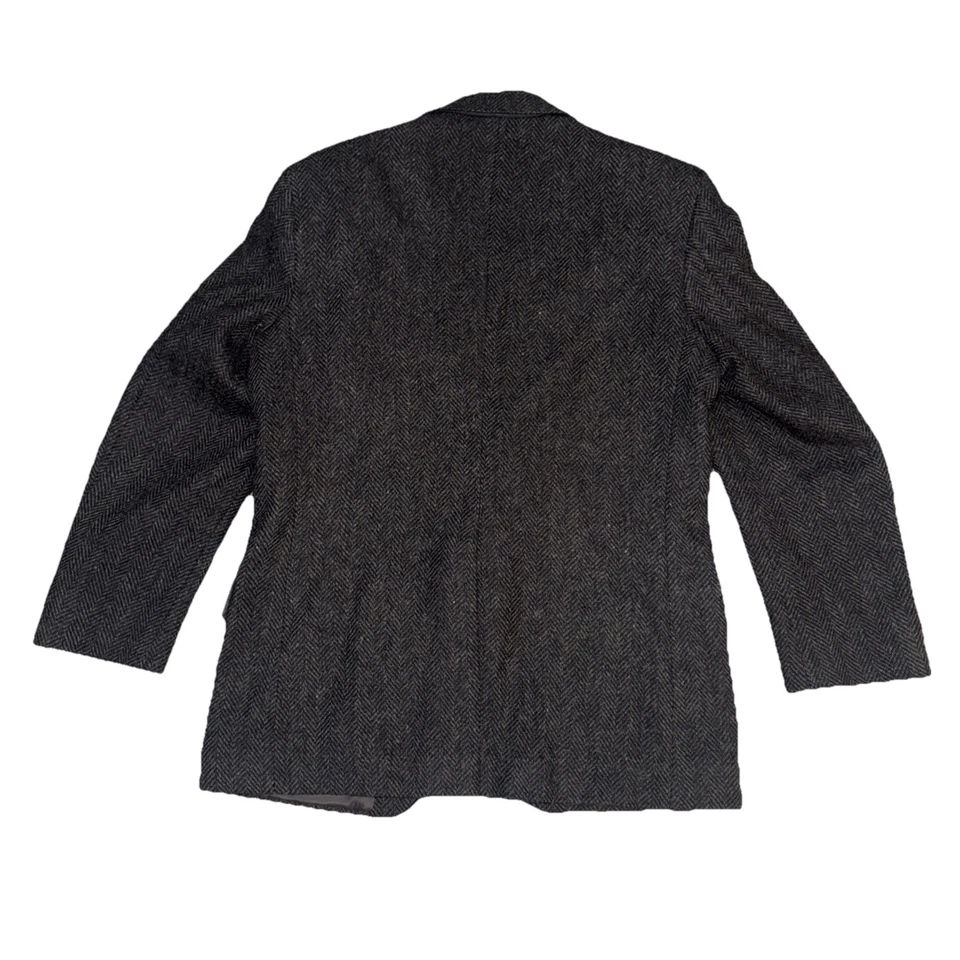 Blazer WFF by Farah Hombre Gris Oscuro Negro Espiga 100% Lana Tweed 2 Botones 42R Foto 2 de 4