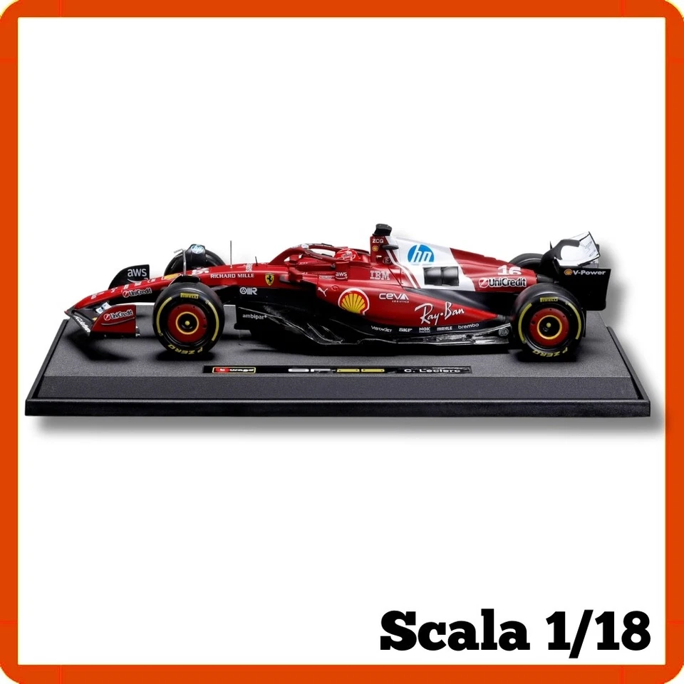 Modellino auto scala 1/18 diecast f1 Ferrari SF25 Leclerc 2025 BBurago Burago - Immagine 3 di 4